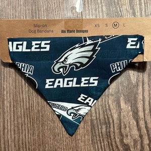 Handmade Philadelphia Eagles Football Dog Bandana - Easy Slip-On Elastic - Available in 4 Sizes!