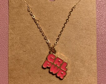 Girl Power Necklace - Gold-Plated Feminist Jewelry, Empowering Women's Fashion Accessory, Inspirational Gift for Her, Chic Statement Piece