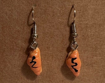Chocolate Croissant Dangle Earrings: Gourmet Food Jewelry