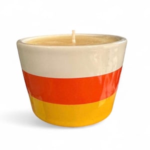 Vanilla Sugar Cookie Candle | Candy Corn Design | Halloween Candle | Fall Home Decor | Cute Spooky Season Gift | Ceramic Jar Candle