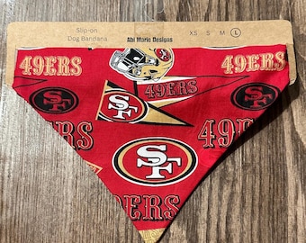 Handmade San Francisco 49ers Football Dog Bandana - Easy Slip-On Elastic - Available in 4 Sizes!