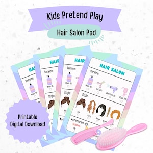 Kid&#39;s Printable Pretend Play Hair Salon Pad | Kid&#39;s Dramatic Play | Children&#39;s Role Play Hair Salon Pad