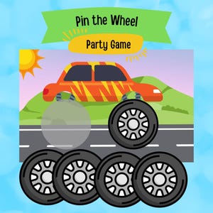 Pin the Wheel on the Monster Truck | Truck Birthday Party Activity | Car Birthday Party Activity