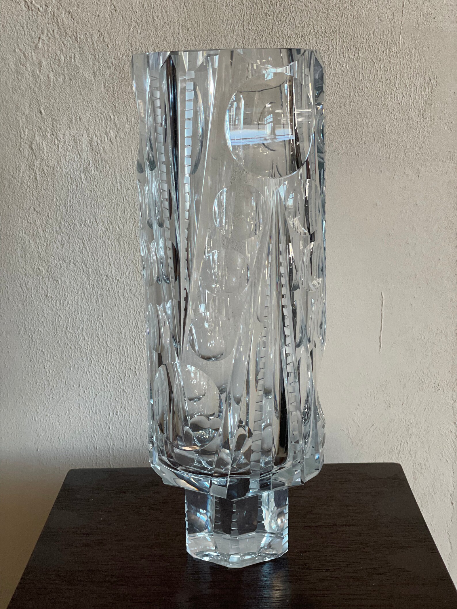 Striking Clear Glass Cylindrical Vase OPTIC by Rudolf Jurnikl Etsy