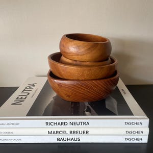 Set of 4 Danish Retro Teak Bowls 1960s, Wooden Chip & Dip Bowls