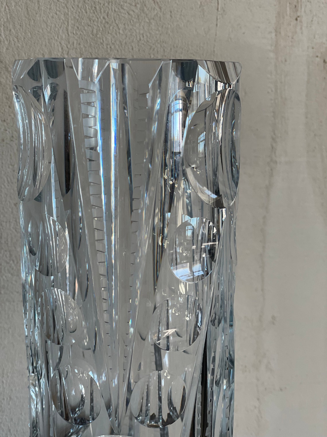 Striking Clear Glass Cylindrical Vase OPTIC by Rudolf Jurnikl Etsy