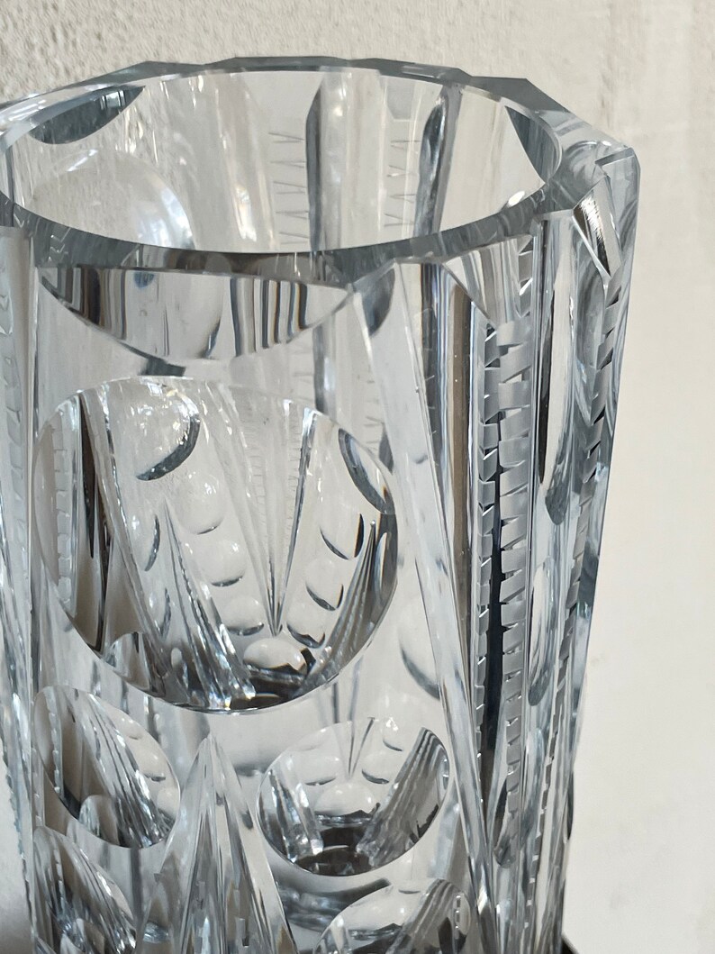 Striking Clear Glass Cylindrical Vase OPTIC by Rudolf Jurnikl Etsy