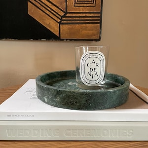 VTG Green VERDI ALPI Marble Stylish Round Tray Serving Tray, Decorative Marble Plate , Marble Catch All Tray , Tidy Desk 1980s