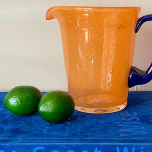 Vintage Hand Blown Brightly Colored Murano Glass Jug in Memphis Style