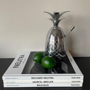Vintage Ananas Ice Bucket Container Chrome , Bar Cart Decor