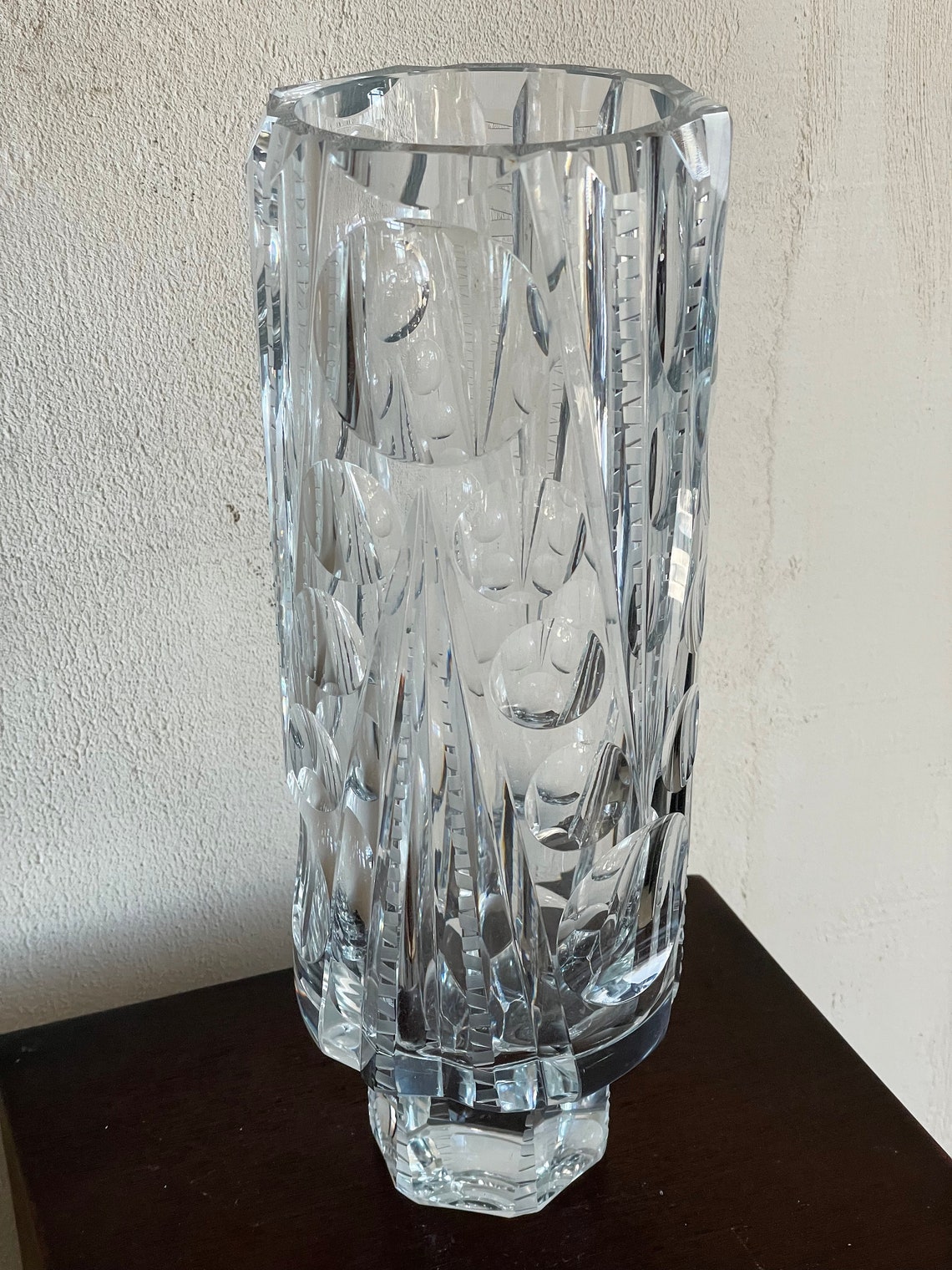 Striking Clear Glass Cylindrical Vase OPTIC by Rudolf Jurnikl Etsy