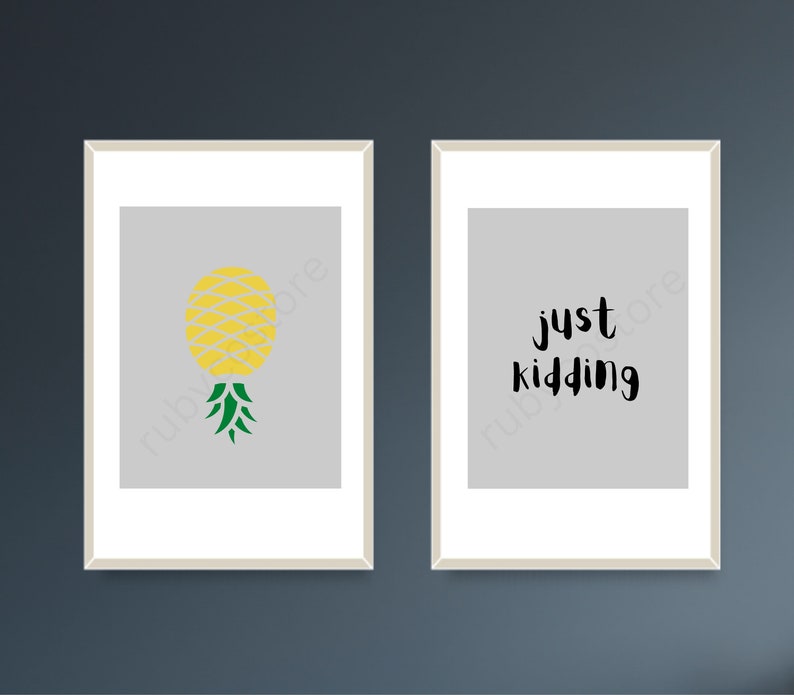 Set of 2 Swingers Art Printable Art Pineapple Wall Decor Etsy