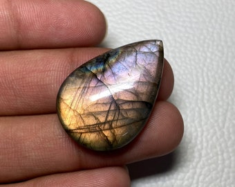 Attractive ~~ Multi Purple Fire Labradorite Cabochon Gemstone Size - 23x33.50x6.50 Mm. Designer Pear Shape Labradorite For Making Jewelry.!!