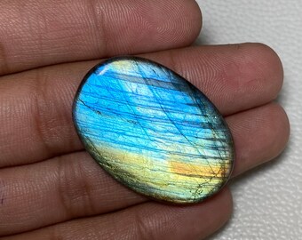 24x36x7.50 Mm. Blue Flashy Labradorite Flat Back Oval Shape Cabochon Loose Gemstone Best For Making Necklace Jewelry.!!