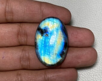 Sky Blue Flashy Labradorite Oval Shape Cabochon At Very DISCOUNTED Price Loose Gemstone Use For Jewelry.!! ( Size - 37x46.50x6.50 Mm. )