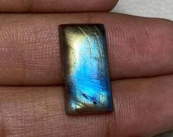 Super ~ Multi Blue Flashy Labradorite Rectangle Shape Cabochon Size - 11x21x6 Mm. 14.70 CTS. At Very Low Price Loose Gemstone Use For Her.