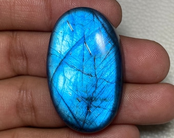 Blue Labradorite Cabochon – Oval Gemstone, Jewelry Making (26x41x9 mm)