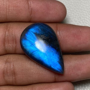 Mind Blowing ~ Dark Blue Flash Labradorite Hand Polish Cabochon Size - 21x33x8 Mm. Hand Made Pear Shape Loose Gemstone Use For Jewelry.!!