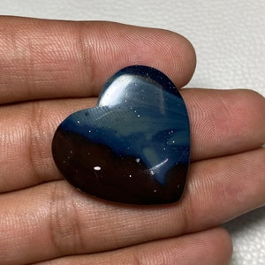 Attractive Leland Blue Cabochon Size - 30x31x6 MM 45.50 CTS Beautiful Leland Blue Loose Gemstone Handmade Heart Shape Stone Use For Jewelry