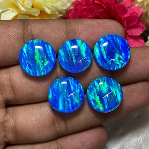 Craft Magic with this Stunning Gilson Aurora Opal Doublet Cabochon - Elevate Your Creations with This Unique Gem, Sizes 8-16 MM&quot; Shop Today!