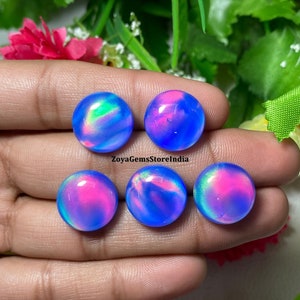 Handcrafted Blue Aurora Opal Cabochon, Sparkle in Style with Round Shape Doublet Opal - High-Quality Gemstone, for Stunning Jewelry Designs&quot;