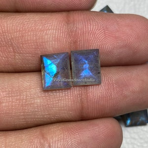 AAA Quality Labradorite Gemstone Size- 6x8 To 20x30 MM Both Side Rectangle Shape Cut Stone Natural Blue Flashy Faceted Gemstone For Jewelry