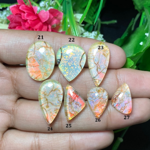 Multi Fire Monarch Doublet Opal Cabochon At BEST Price Opal Doublet Monarch Opal Loose Gemstone For Jewelry.!!