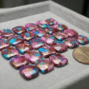 Cabujones de turquesa y cobre rosa: formas variadas, piedras preciosas artesanales