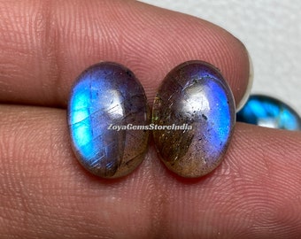 Blue Flashy Labradorite Cabochon Natural Labradorite Oval Shape Stone For Making Jewelry Handmade Loose Gemstone Size - 6x8 To 20x30 MM