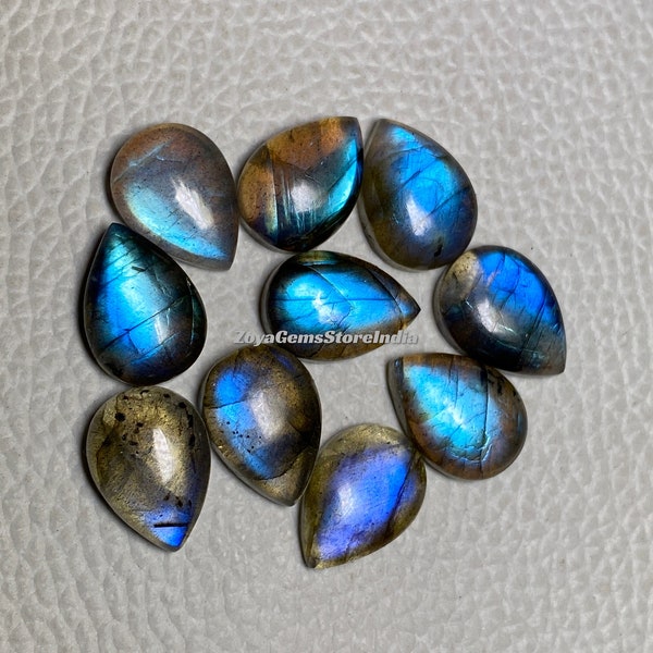 Terrific Labradorite Pear Shape Cabochon Blue Fire Gemstone Size - 6x8 To 20x30 Mm. Glorious Labradorite At Very Cheap Price For Jewelry.!!