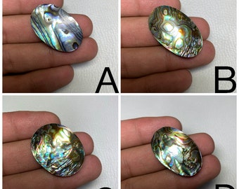 Oval Abalone Shell Cabochon, Iridescent Gemstone for Jewelry