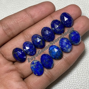 A One Quality ~~ Hand Made Oval Shape Lapis Lazuli Faceted Rose Cut Flat Back Loose Gemstone Size - 6x8 To 15x20 Mm. For Making All Jewelry.