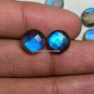6 To 30 MM - Blue Flashy Labradorite Stone Both Side Checker Cut Briolette Round Shape Faceted Labradorite Use For Jewelry Natural Gemstone