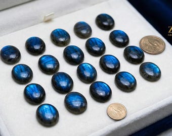 Cabujón de labradorita ovalado: piedra preciosa azul brillante natural (5 x 7 - 20 x 30 mm)