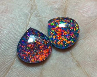 Lab Created Welo Opal Doublet Cabochon: Flat Back Crystal Gemstone