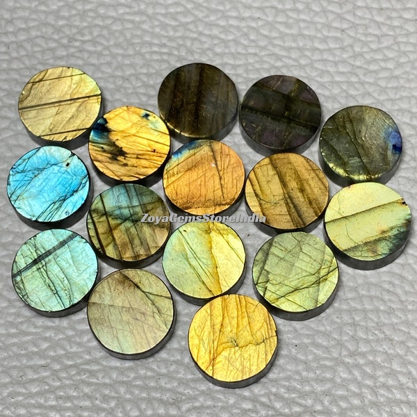 100% Natural Labradorite Both Side Flat Round Shape Cabochon Discs Size - 8 Mm. - 30 Mm. At CHEAP Price Loose Gemstone Discs Use For Her.