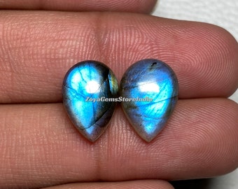 Premium Labradorite Pear Shape Cabochon Blue Flashy Stone Size - 6x8 To 20x30 MM AAA Labradorite For Making Jewelry Beautiful Gemstone