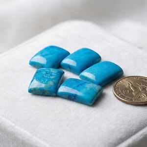 Cabujón rectangular de howlita turquesa: piedra azul con base plana para joyería del suroeste, 6 x 8 - 20 x 30 mm