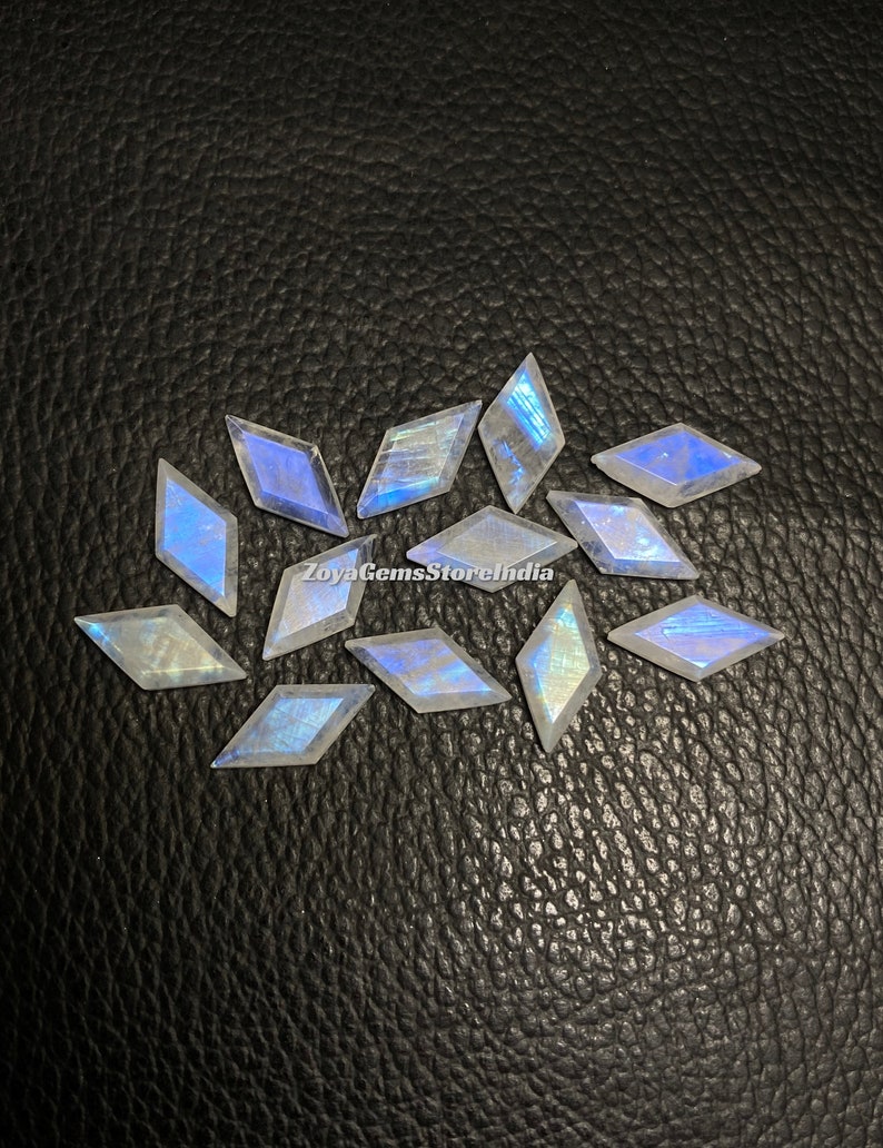 7x14 To 10x20 Mm. Amazing Fancy Shape Rainbow Moonstone Both Side Faceted Step Cut Loose Gemstone. image 2
