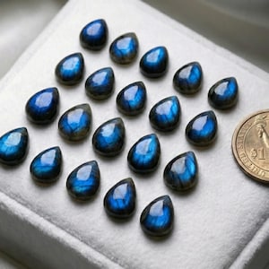 Cabujón de pera de labradorita con destello azul AAA • Piedra preciosa natural para joyería • Piedras sueltas al por mayor imagen 1