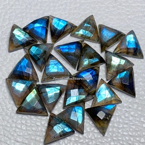 Handcrafted Blue Flashy Labradorite - Unique Triangle Shape for DIY Jewelry Projects, Faceted Checker Cut Natural Gemstone, Sizes 8-25mm&quot;