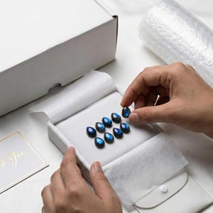 Cabujón de pera de labradorita con destello azul AAA • Piedra preciosa natural para joyería • Piedras sueltas al por mayor imagen 4