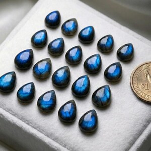 Cabujón de pera de labradorita con destello azul AAA • Piedra preciosa natural para joyería • Piedras sueltas al por mayor imagen 7