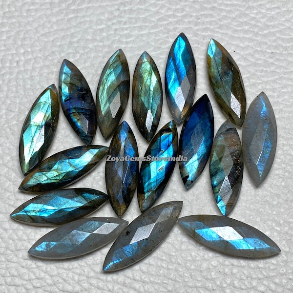 100% Natural Labradorite Briolette Marquise Shape Stone At WHOLESALE Price Both Side Checker Cut Faceted Gemstone For Jewelry 7x14 - 7x24 MM