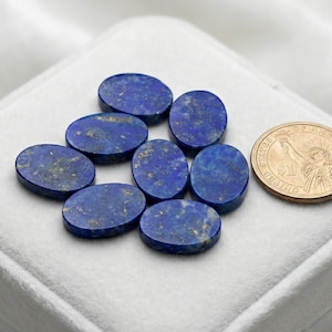 Cabujones ovalados de lapislázuli: discos planos de piedras preciosas, fabricación de joyas