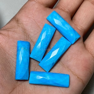 Premium Blue Turquoise Gemstone - Wholesale Deals on Flat Back Rectangle Checker Cut Stones, Ideal for Unique Jewelry Designs&quot; 8x20-10x40 MM