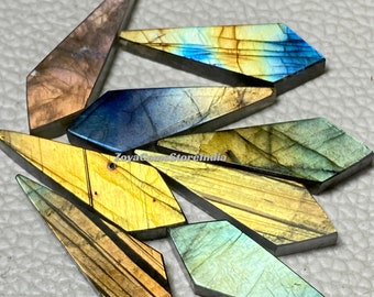Handmade Kite Labradorite Gemstone Discs | Flat Cabochons (8x20-10x30 MM)