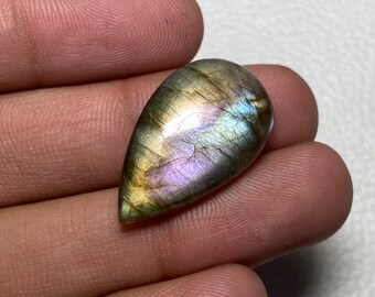 Terrific ~  Multi Purple Flash Labradorite Pear Shape Cabochon Size - 16x27x6 Mm. At Very Cheap Price Loose Gemstone For Making Jewelry.!!