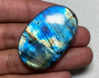 Brilliant ~ Multi Blue Flashy Labradorite Cabochon Size - 29x43.50x8.50 Mm. Wonderful Hand Made Oval Shape Gemstone  For Making Jewelry.!!