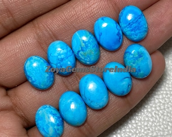 Beautiful ~ Smooth Polish Turquoise Flat Back Oval Shape Cabochon Size - 6x8 To 20x30 Mm. For Jewelry Making Loose Gemstone.